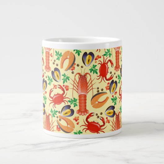 魚介類の模様 ジャンボコーヒーマグカップ (正面)