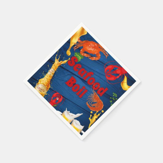 魚介類の煮沸とビールパーティの招待状 スタンダードカクテルナプキン (角)