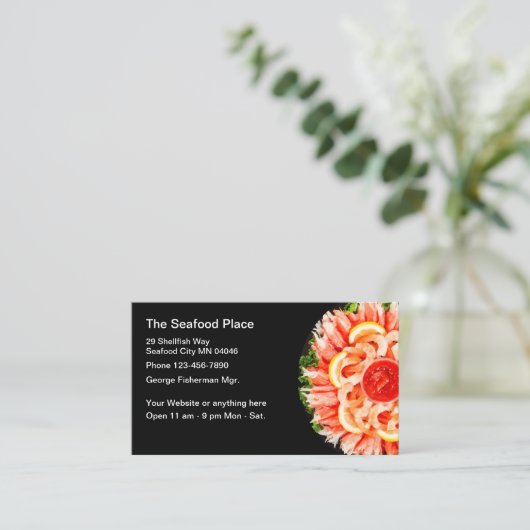 魚介類をテーマにしたレストランの名刺 名刺 (スタンド正面)