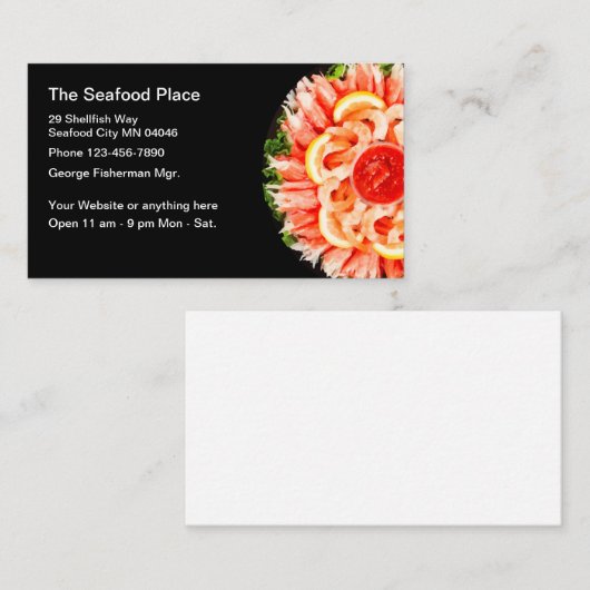 魚介類をテーマにしたレストランの名刺 名刺 (正面/裏面)