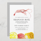 魚介類を煮立てるテーマのパーティー灰色 招待状 (正面/裏面)