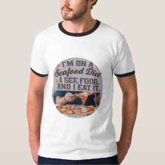 魚介類を食っているおもしろい Tシャツ
