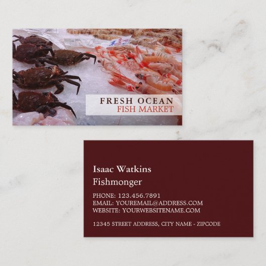 魚介類ディスプレイ,魚屋/妻,魚市場 名刺 (正面/裏面)