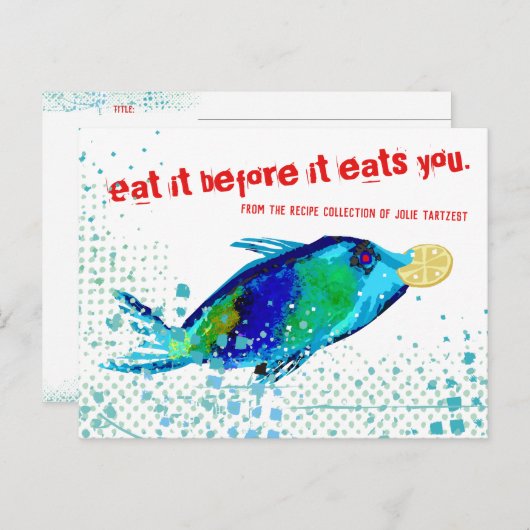 魚介類レモンキーパークックブックレシピカード ポストカード (正面/裏面)