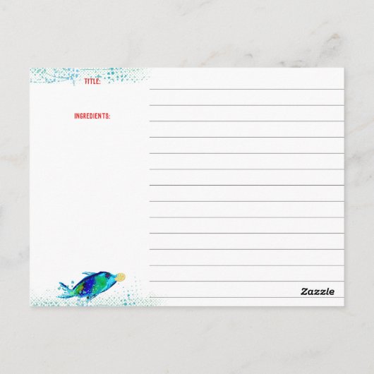 魚介類レモンキーパークックブックレシピカード ポストカード (裏面)