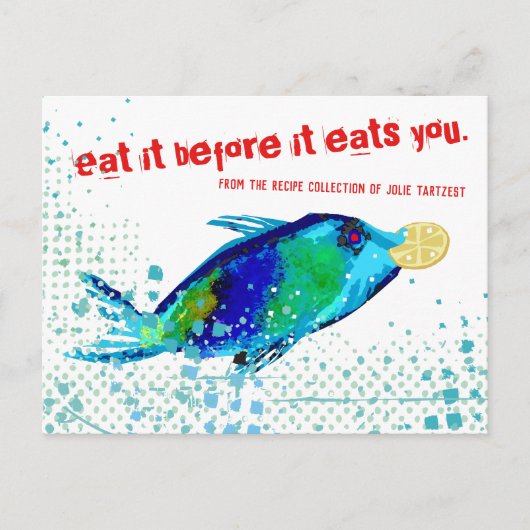 魚介類レモンキーパークックブックレシピカード ポストカード (正面)