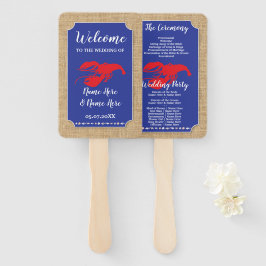 魚介類ロブスター沸騰ビーチ結婚式プログラムファン ハンドファン