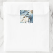 魚介類〔占星術の〕十二宮図黒金ゴールド花惑星 スクエアシール (バッグ)