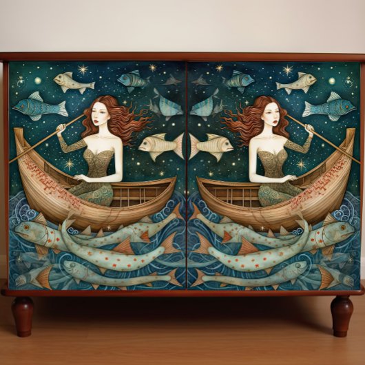 魚初期のの切り離し絵画付き人魚 薄葉紙