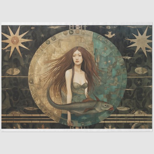 魚初期のの天離れ付き人魚 薄葉紙 (正面)