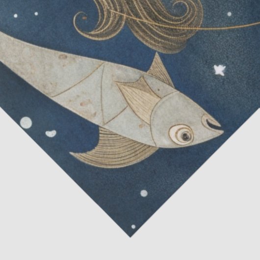 魚初期のの魚介類が切り離される女性 薄葉紙 (詳細)