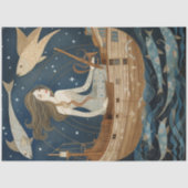 魚初期のの魚介類が切り離される女性 薄葉紙 (正面)