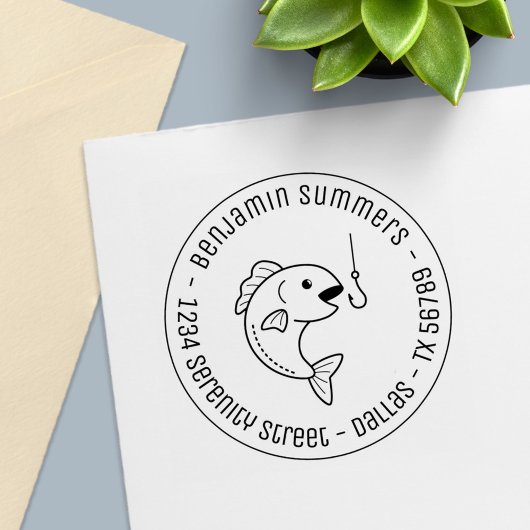 魚噛み魚釣りフックラウンドアドレス セルフインキングスタンプ