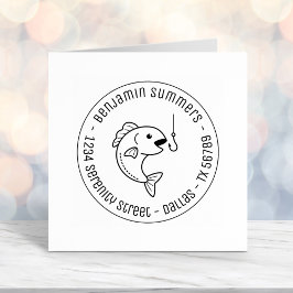 魚噛み魚釣りフックラウンドアドレス セルフインキングスタンプ