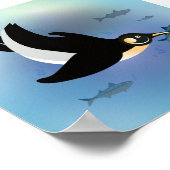 魚図解入りの、写真付きの用の幾何学的ペンギン ポスター (角)