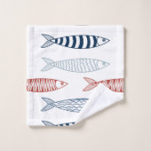 魚地中海のの飾り バスタオルセット (ウォッシュタオル)
