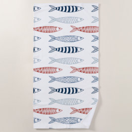 魚地中海のの飾り ビーチタオル