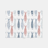 魚地中海のの飾り フリースブランケット (正面(横))