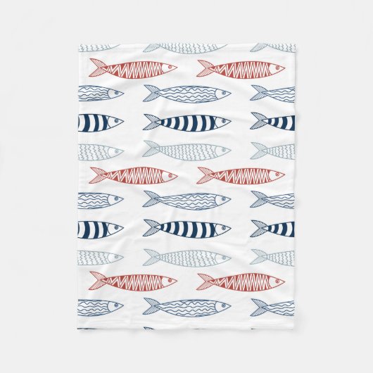 魚地中海のの飾り フリースブランケット (正面)