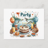 魚好きの誕生日パーティー招待状 ポストカード (正面)