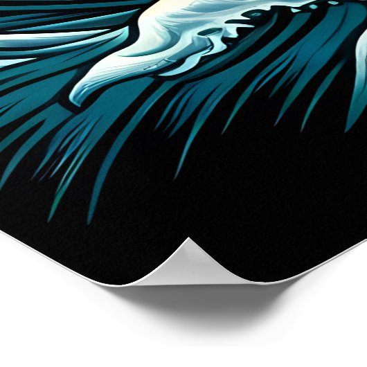 魚威厳のあるで海波に舞うワシ ポスター (角)