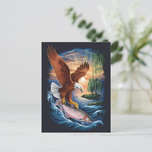 魚威厳のあるの上を舞うワシ ポストカード (スタンド正面)