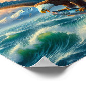 魚威厳のあるを捕まえるために舞い降りるワシ10x8 ポスター (角)