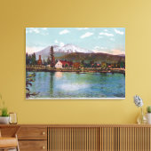 魚孵化場からシャスタ山を望む キャンバスプリント (インサイチュ (リビング))