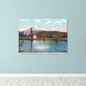 魚孵化場からシャスタ山を望む キャンバスプリント (インサイチュ (ウッドフロア))