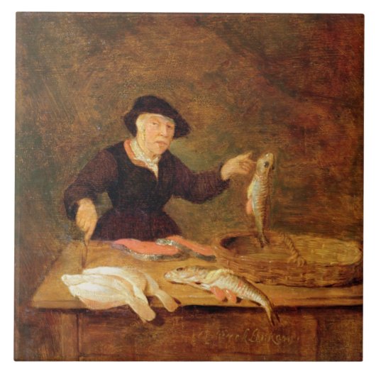 魚屋、c.1667 (パネルの油) タイル (正面)