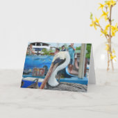 魚市場のペリカン、プエルトAyora カード (黄色い花)