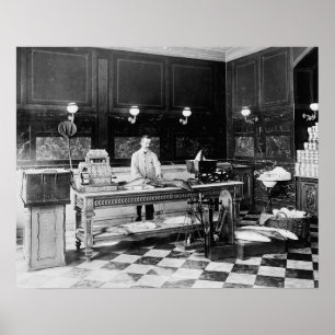 魚市場1895年。 ヴィンテージの写真 ポスター