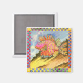 魚市松模様に縁ど#2 マグネット (正面/裏面)