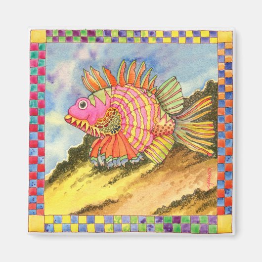 魚市松模様に縁ど#2 マグネット (正面)