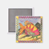 魚市松模様に縁ど#4 マグネット (正面/裏面)