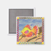 魚市松模様に縁ど#6 マグネット (正面/裏面)