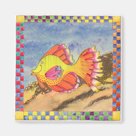 魚市松模様に縁ど#6 マグネット