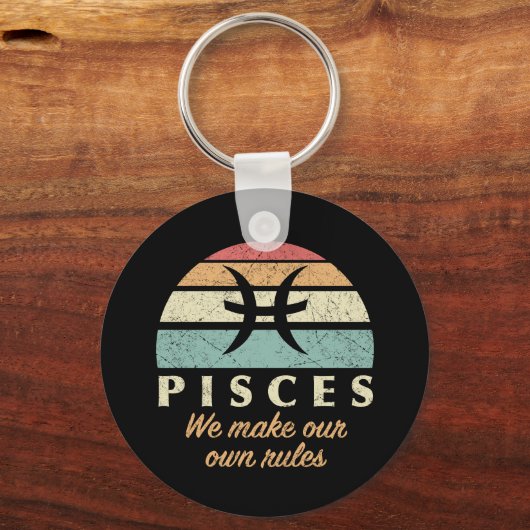 魚座おもしろい〔占星術の〕十二宮図規則 キーホルダー (正面)
