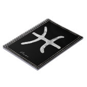 魚座が銀の様式星占いのシンボルを打つ ノートブック (左側)