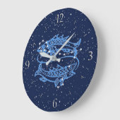 魚座と〔占星術の〕十二宮図の星座 ラージ壁時計 (傾斜)