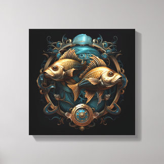 魚座のゾディアックアートキャンバス キャンバスプリント