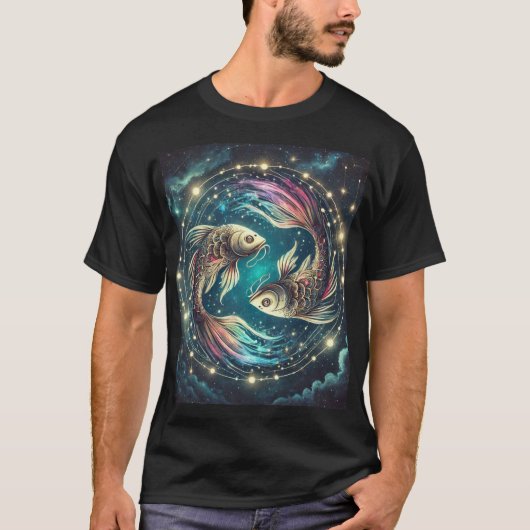 魚座のゾディアックアート Tシャツ (正面)