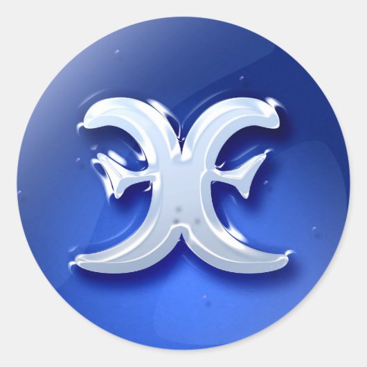 魚座の光沢ボタンシール ラウンドシール (正面)