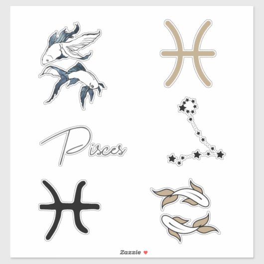 魚座の双子の魚の星占い〔占星術の〕十二宮図誕生日金ゴールド シール (シート)