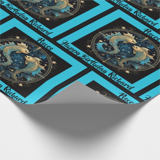 魚座の名前の追加誕生日〔占星術の〕十二宮図ギフト ラッピングペーパー (角)