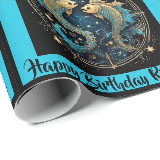 魚座の名前の追加誕生日〔占星術の〕十二宮図ギフト ラッピングペーパー (ロールコーナー)