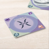 魚座の宝石グリフコースターセット スクエアペーパーコースター (アングル)