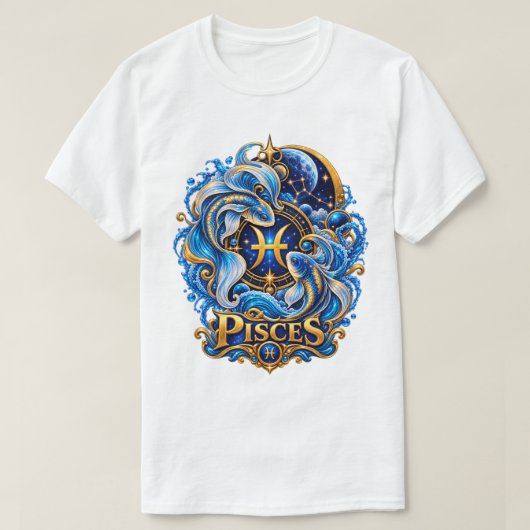 魚座の星座の魚 - 占星術 ホロスコープ Tシャツ (デザイン正面)
