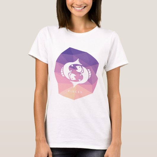 魚座の星座記号 幾何学的なデザイン Tシャツ (正面)