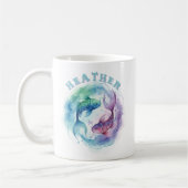 魚座の星座 水彩の魚 占星術 コーヒーマグカップ (左)